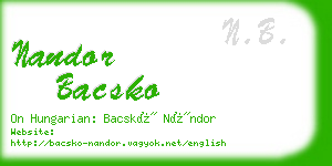 nandor bacsko business card